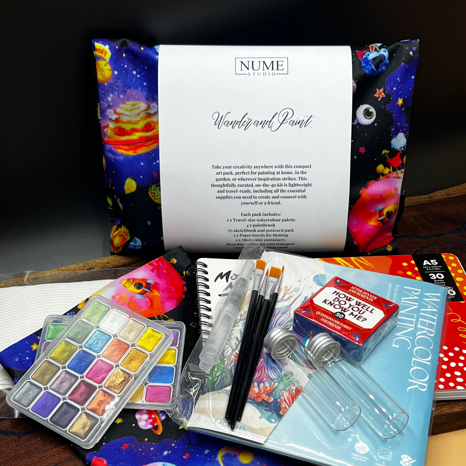 Wander & Paint: Portable Watercolour Art Kit for Two; Creative Connection Pack
