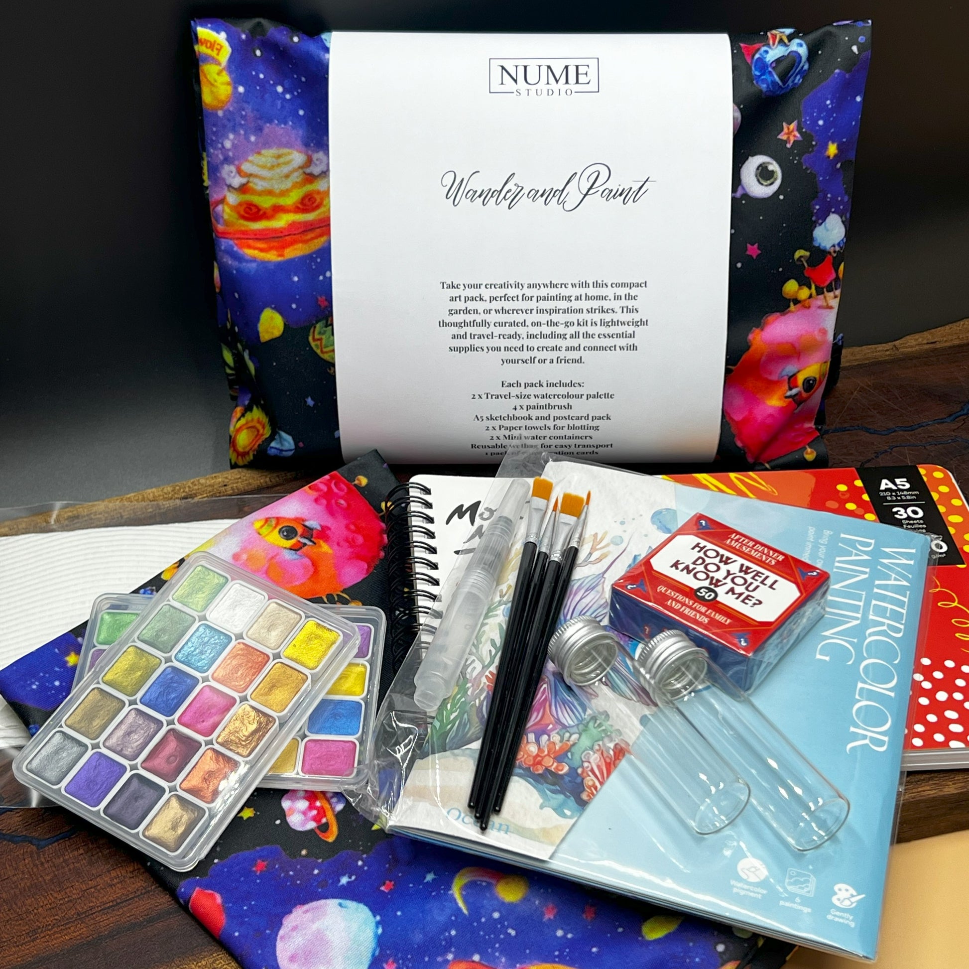 Wander & Paint: Portable Watercolour Art Kit for Two; Creative Connection Pack